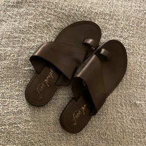 Black FREE PEOPLE sandals — flat heel. Worn twice.
